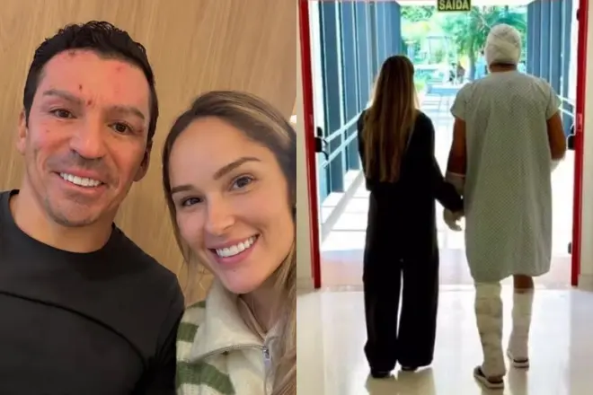 前巴西国脚卢西奥烧伤后首次露面，已能下地行走