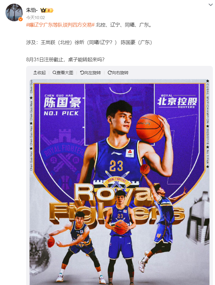 开云体育下载-徐昕换张镇麟？媒体人：辽篮从未打算交易金金 已回国开训练营